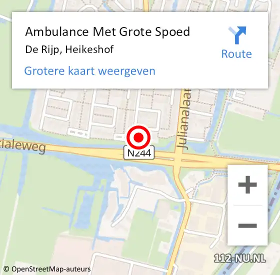 Locatie op kaart van de 112 melding: Ambulance Met Grote Spoed Naar De Rijp, Heikeshof op 2 september 2022 19:38