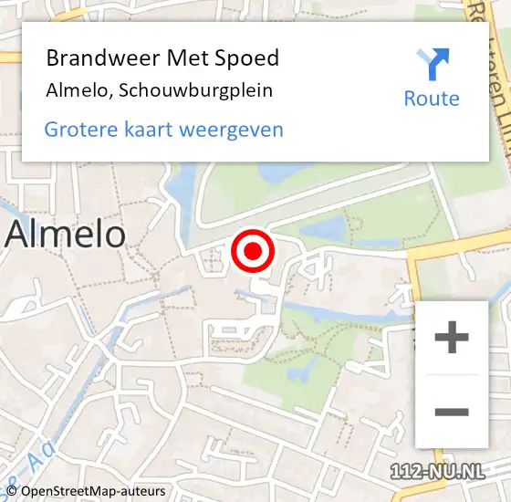 Locatie op kaart van de 112 melding: Brandweer Met Spoed Naar Almelo, Schouwburgplein op 2 september 2022 20:35