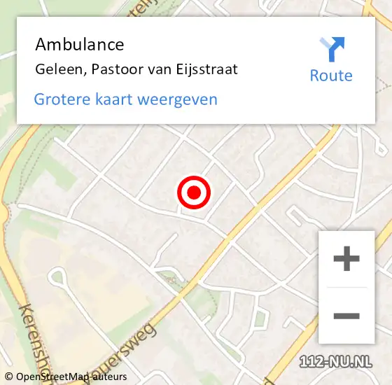 Locatie op kaart van de 112 melding: Ambulance Geleen, Pastoor van Eijsstraat op 28 juli 2014 12:03