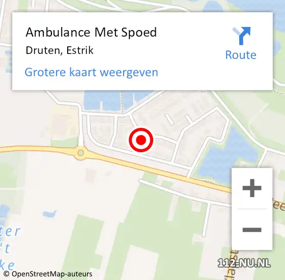 Locatie op kaart van de 112 melding: Ambulance Met Spoed Naar Druten, Estrik op 2 september 2022 20:49
