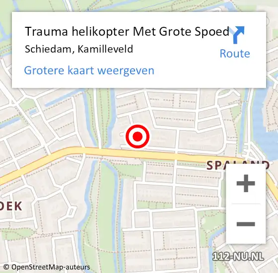 Locatie op kaart van de 112 melding: Trauma helikopter Met Grote Spoed Naar Schiedam, Kamilleveld op 2 september 2022 20:58