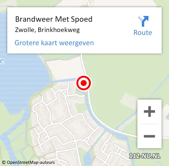 Locatie op kaart van de 112 melding: Brandweer Met Spoed Naar Zwolle, Brinkhoekweg op 2 september 2022 20:59