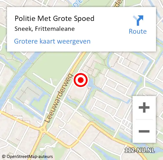 Locatie op kaart van de 112 melding: Politie Met Grote Spoed Naar Sneek, Frittemaleane op 2 september 2022 21:02