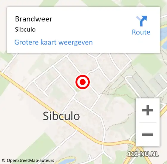Locatie op kaart van de 112 melding: Brandweer Sibculo op 2 september 2022 21:05
