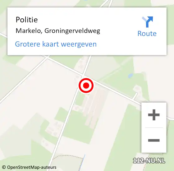 Locatie op kaart van de 112 melding: Politie Markelo, Groningerveldweg op 2 september 2022 21:07