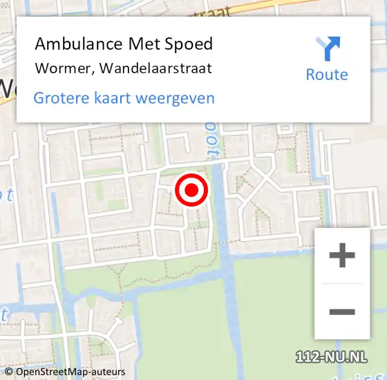 Locatie op kaart van de 112 melding: Ambulance Met Spoed Naar Wormer, Wandelaarstraat op 2 september 2022 21:09