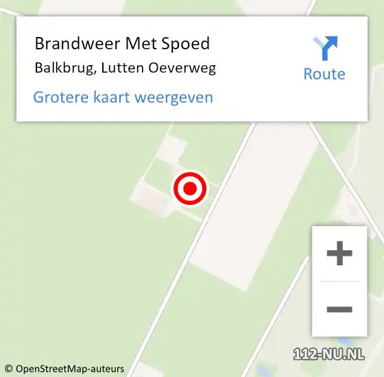 Locatie op kaart van de 112 melding: Brandweer Met Spoed Naar Balkbrug, Lutten Oeverweg op 2 september 2022 21:30