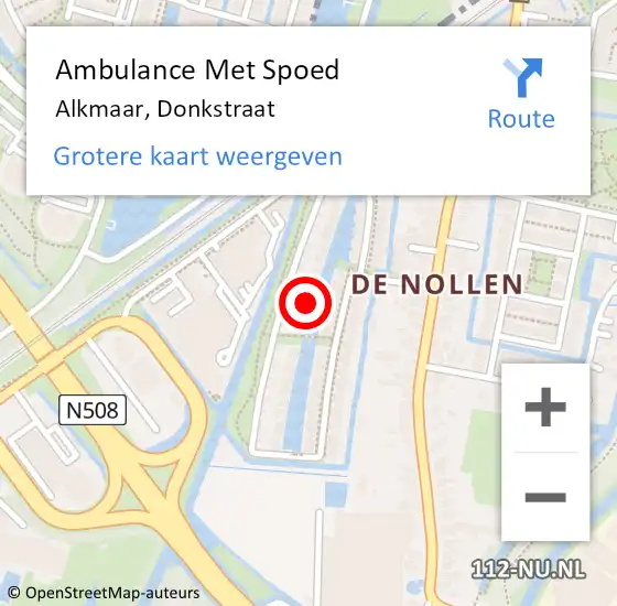 Locatie op kaart van de 112 melding: Ambulance Met Spoed Naar Alkmaar, Donkstraat op 2 september 2022 21:37