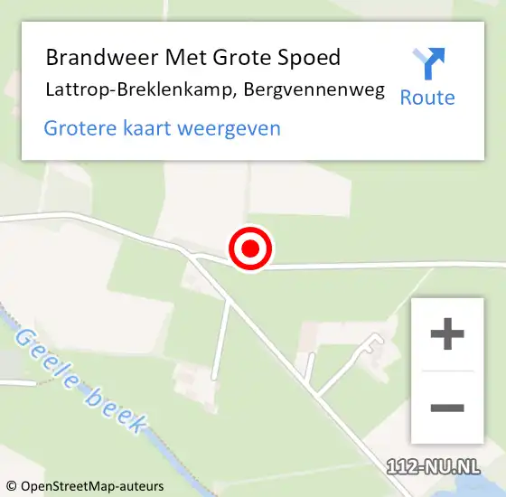Locatie op kaart van de 112 melding: Brandweer Met Grote Spoed Naar Lattrop-Breklenkamp, Bergvennenweg op 2 september 2022 22:47