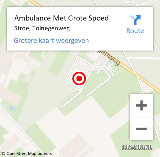 Locatie op kaart van de 112 melding: Ambulance Met Grote Spoed Naar Stroe, Tolnegenweg op 2 september 2022 22:58