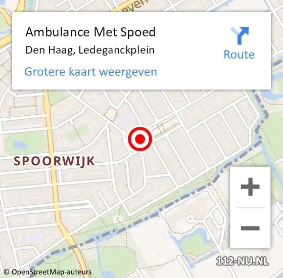 Locatie op kaart van de 112 melding: Ambulance Met Spoed Naar Den Haag, Ledeganckplein op 2 september 2022 22:58