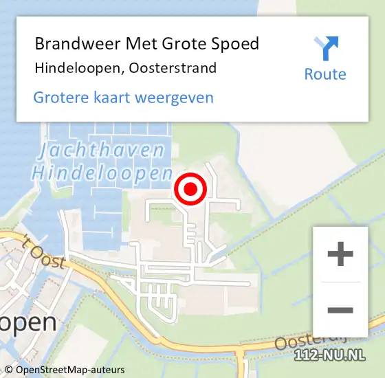 Locatie op kaart van de 112 melding: Brandweer Met Grote Spoed Naar Hindeloopen, Oosterstrand op 2 september 2022 23:12