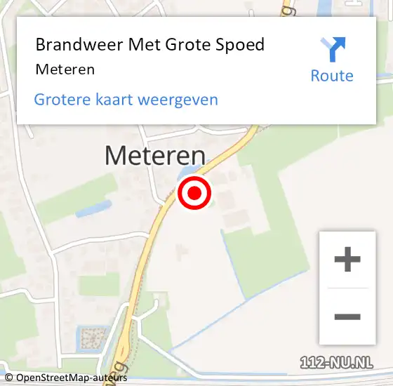 Locatie op kaart van de 112 melding: Brandweer Met Grote Spoed Naar Meteren op 2 september 2022 23:26