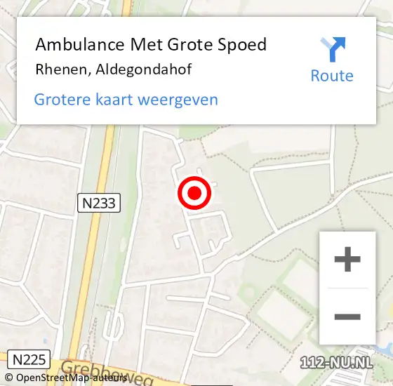 Locatie op kaart van de 112 melding: Ambulance Met Grote Spoed Naar Rhenen, Aldegondahof op 2 september 2022 23:31