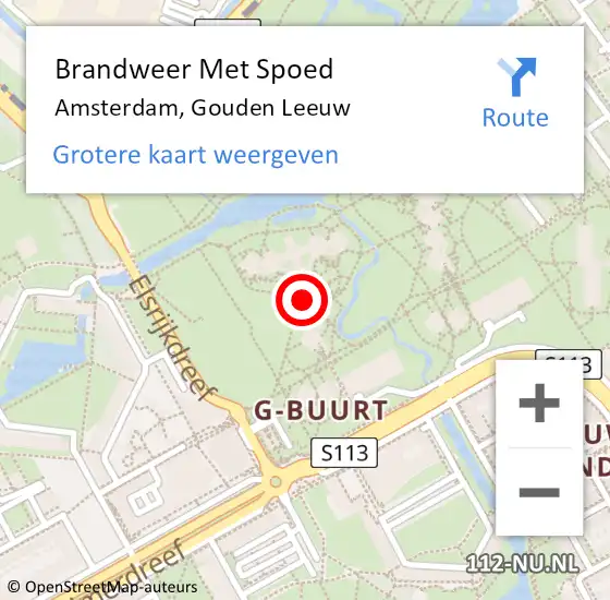 Locatie op kaart van de 112 melding: Brandweer Met Spoed Naar Amsterdam-Zuidoost, Gouden Leeuw op 2 september 2022 23:37