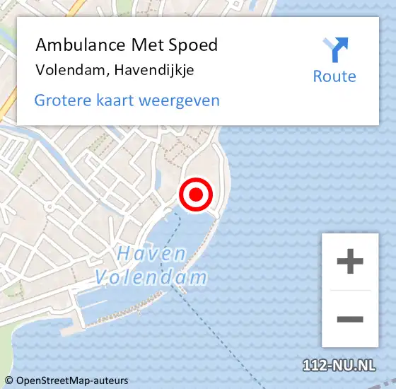 Locatie op kaart van de 112 melding: Ambulance Met Spoed Naar Volendam, Havendijkje op 2 september 2022 23:54