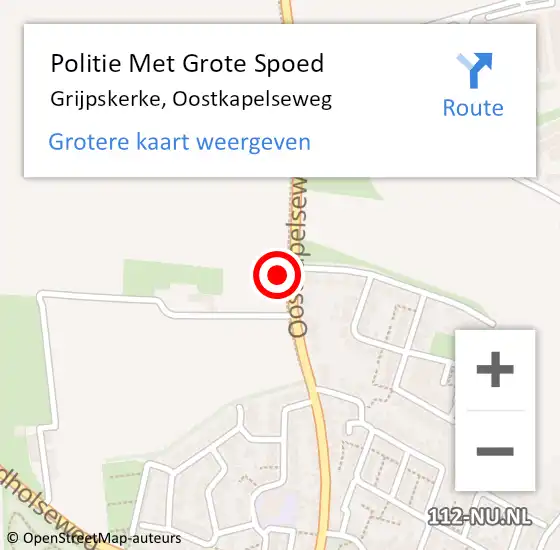 Locatie op kaart van de 112 melding: Politie Met Grote Spoed Naar Grijpskerke, Oostkapelseweg op 3 september 2022 00:13