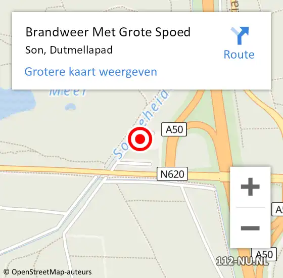 Locatie op kaart van de 112 melding: Brandweer Met Grote Spoed Naar Son, Dutmellapad op 3 september 2022 00:25