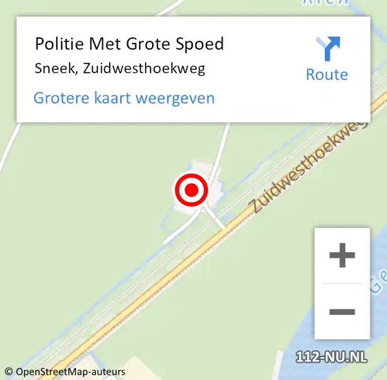 Locatie op kaart van de 112 melding: Politie Met Grote Spoed Naar Sneek, Zuidwesthoekweg op 3 september 2022 00:36