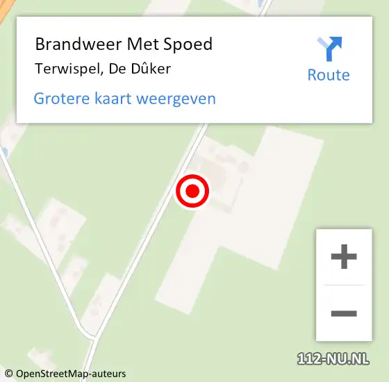 Locatie op kaart van de 112 melding: Brandweer Met Spoed Naar Terwispel, De Dûker op 3 september 2022 00:41