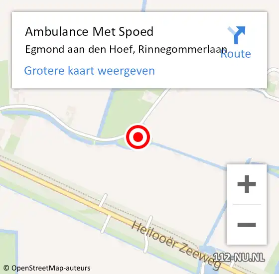 Locatie op kaart van de 112 melding: Ambulance Met Spoed Naar Egmond aan den Hoef, Rinnegommerlaan op 3 september 2022 00:48