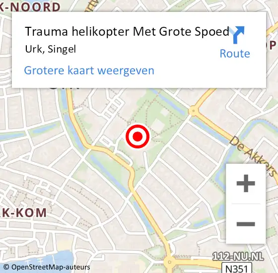 Locatie op kaart van de 112 melding: Trauma helikopter Met Grote Spoed Naar Urk, Singel op 3 september 2022 01:10