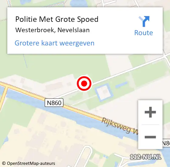Locatie op kaart van de 112 melding: Politie Met Grote Spoed Naar Westerbroek, Nevelslaan op 3 september 2022 01:14