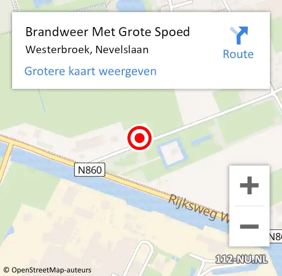 Locatie op kaart van de 112 melding: Brandweer Met Grote Spoed Naar Westerbroek, Nevelslaan op 3 september 2022 01:14