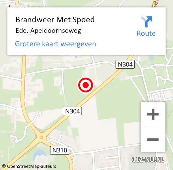 Locatie op kaart van de 112 melding: Brandweer Met Spoed Naar Ede, Apeldoornseweg op 3 september 2022 01:21