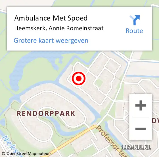 Locatie op kaart van de 112 melding: Ambulance Met Spoed Naar Heemskerk, Annie Romeinstraat op 3 september 2022 01:46