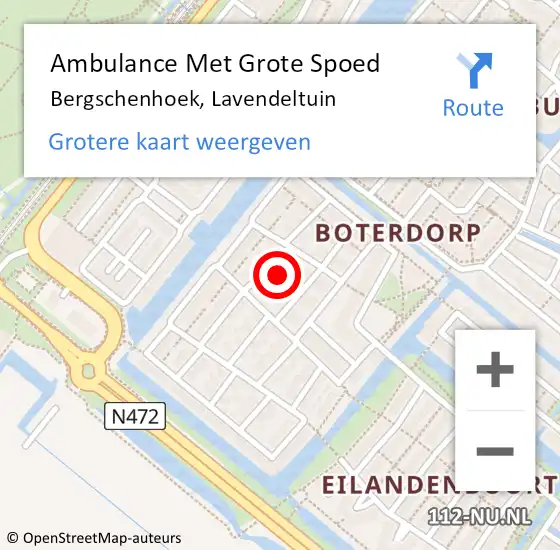 Locatie op kaart van de 112 melding: Ambulance Met Grote Spoed Naar Bergschenhoek, Lavendeltuin op 3 september 2022 02:08