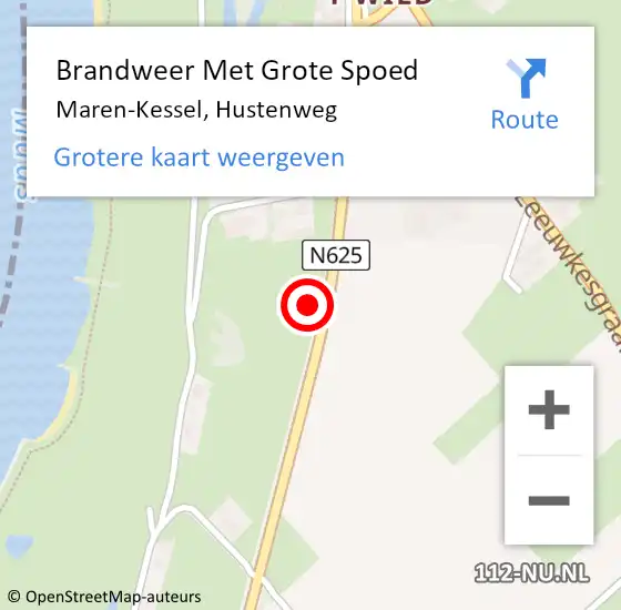 Locatie op kaart van de 112 melding: Brandweer Met Grote Spoed Naar Maren-Kessel, Hustenweg op 3 september 2022 02:09