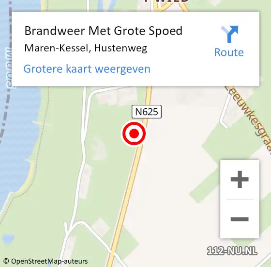 Locatie op kaart van de 112 melding: Brandweer Met Grote Spoed Naar Maren-Kessel, Hustenweg op 3 september 2022 02:11