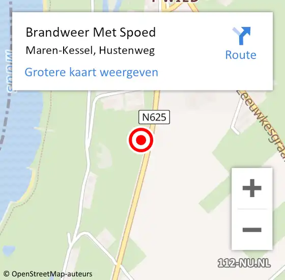 Locatie op kaart van de 112 melding: Brandweer Met Spoed Naar Maren-Kessel, Hustenweg op 3 september 2022 02:15