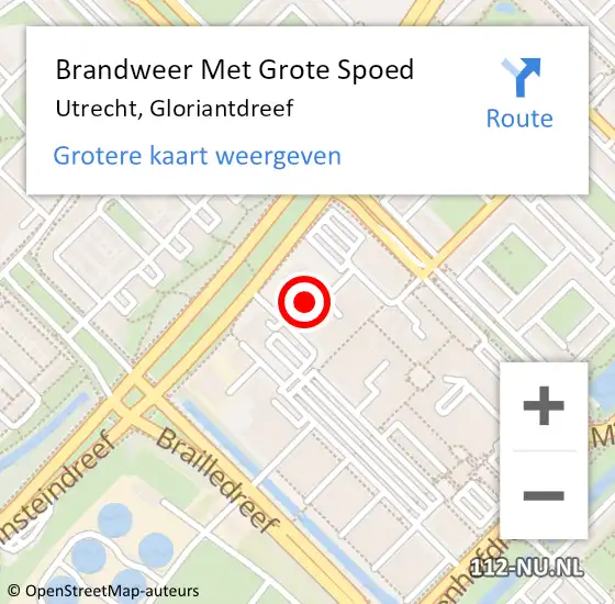 Locatie op kaart van de 112 melding: Brandweer Met Grote Spoed Naar Utrecht, Gloriantdreef op 3 september 2022 02:31