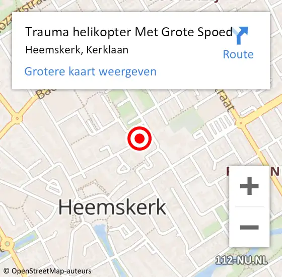 Locatie op kaart van de 112 melding: Trauma helikopter Met Grote Spoed Naar Heemskerk, Kerklaan op 3 september 2022 02:32