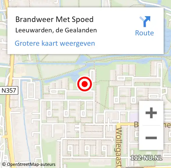 Locatie op kaart van de 112 melding: Brandweer Met Spoed Naar Leeuwarden, de Gealanden op 3 september 2022 02:34