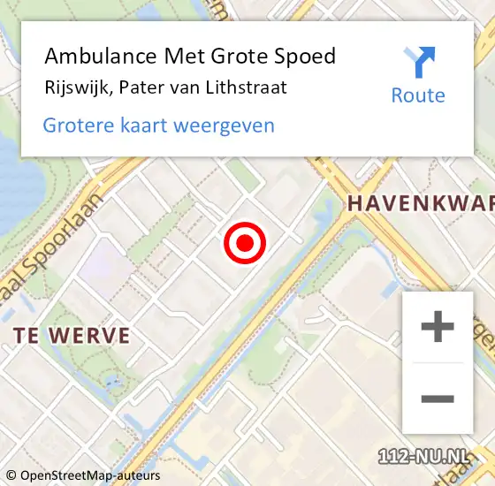 Locatie op kaart van de 112 melding: Ambulance Met Grote Spoed Naar Rijswijk, Pater van Lithstraat op 3 september 2022 02:38