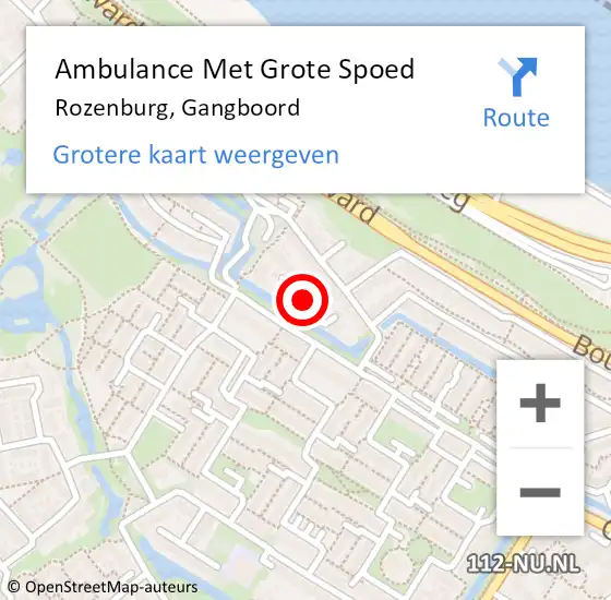 Locatie op kaart van de 112 melding: Ambulance Met Grote Spoed Naar Rozenburg, Gangboord op 3 september 2022 02:51