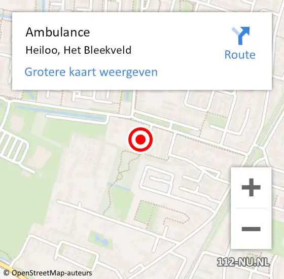 Locatie op kaart van de 112 melding: Ambulance Heiloo, Het Bleekveld op 3 september 2022 03:13