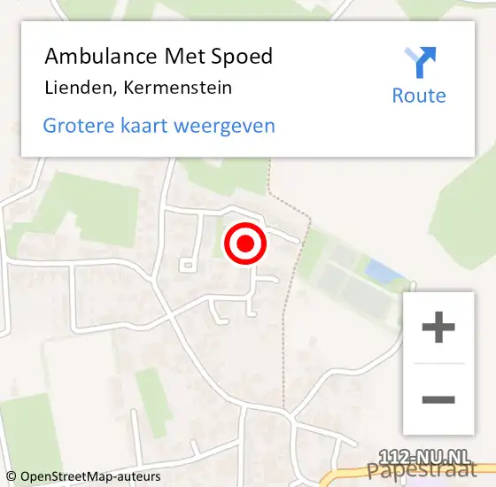 Locatie op kaart van de 112 melding: Ambulance Met Spoed Naar Lienden, Kermenstein op 3 september 2022 03:35