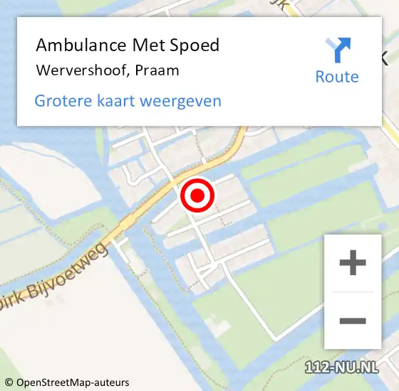 Locatie op kaart van de 112 melding: Ambulance Met Spoed Naar Wervershoof, Praam op 3 september 2022 03:38