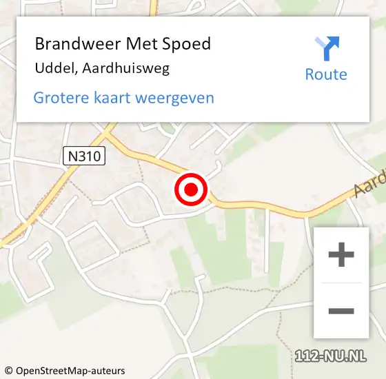 Locatie op kaart van de 112 melding: Brandweer Met Spoed Naar Uddel, Aardhuisweg op 3 september 2022 03:41