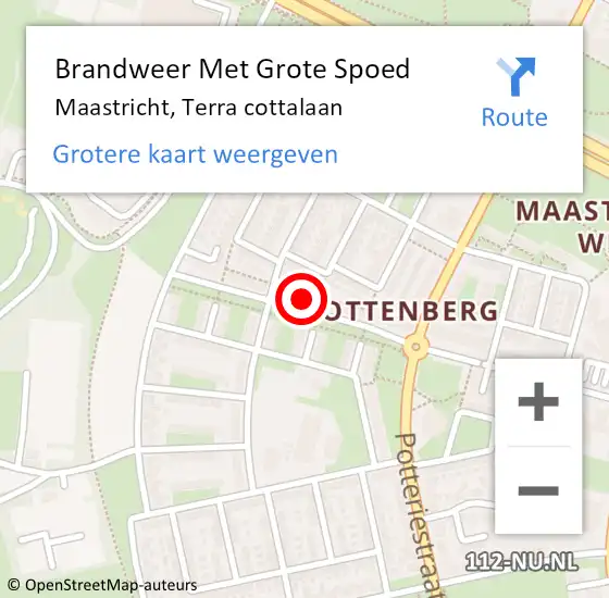 Locatie op kaart van de 112 melding: Brandweer Met Grote Spoed Naar Maastricht, Terra cottalaan op 3 september 2022 03:56