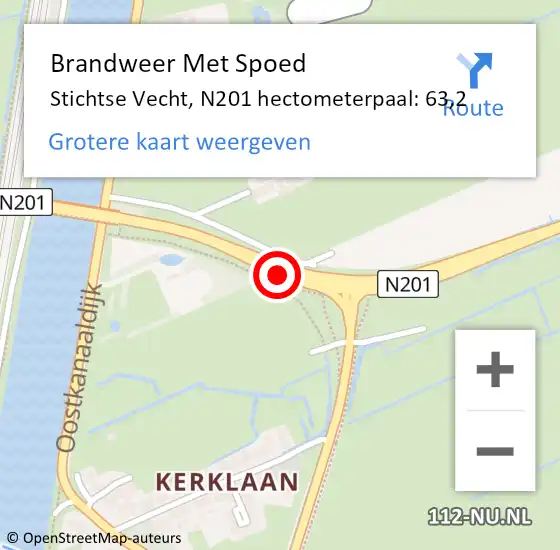 Locatie op kaart van de 112 melding: Brandweer Met Spoed Naar Stichtse Vecht, N201 hectometerpaal: 63,2 op 3 september 2022 05:21