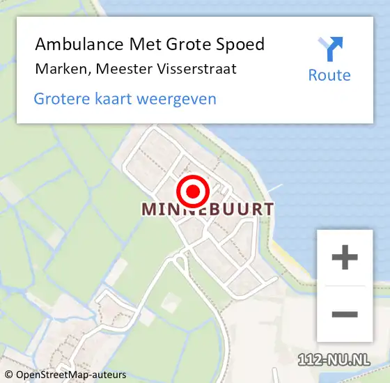 Locatie op kaart van de 112 melding: Ambulance Met Grote Spoed Naar Marken, Meester Visserstraat op 3 september 2022 06:50