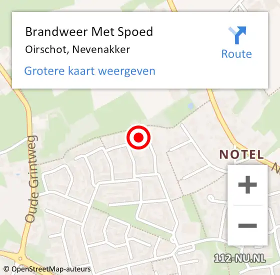 Locatie op kaart van de 112 melding: Brandweer Met Spoed Naar Oirschot, Nevenakker op 3 september 2022 07:04