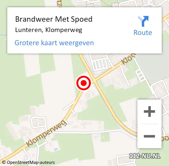 Locatie op kaart van de 112 melding: Brandweer Met Spoed Naar Lunteren, Klomperweg op 3 september 2022 07:52