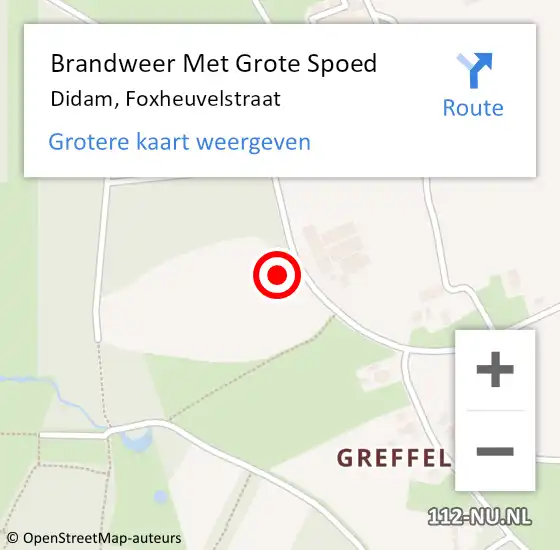 Locatie op kaart van de 112 melding: Brandweer Met Grote Spoed Naar Didam, Foxheuvelstraat op 3 september 2022 07:58