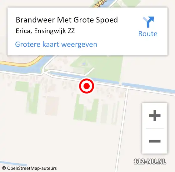 Locatie op kaart van de 112 melding: Brandweer Met Grote Spoed Naar Erica, Ensingwijk ZZ op 3 september 2022 08:56